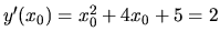 $y'(x_0) = x_0^2 + 4x_0 + 5 = 2$