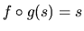 $f \circ g(s) = s$