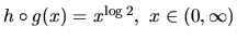 $h \circ g(x) = x^{\log 2},\ x \in
(0,\infty)$