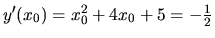 $y'(x_0) = x_0^2 + 4x_0 + 5 = -\frac12$