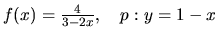 $f(x) = \frac{4}{3-2x},\quad p: y = 1 - x$