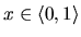 $x \in \langle 0,1 \rangle$