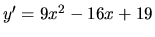 $y'=9x^2-16x+19$