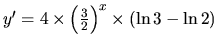 $y'=4\times \left( \frac32 \right)^x\times (\ln 3 - \ln
2)$