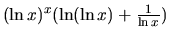 $(\ln x)^x(\ln(\ln x)+\frac{1}{\ln x})$