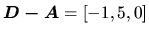 $\vec{D - A} = [-1,5,0]$