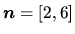 $\vec{n}=[2,6]$