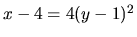 $x - 4 = 4(y-1)^2$