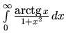 $\int\limits_{0}^{\infty} \frac{\mbox{arctg}\,x}{1+x^2}\,dx$