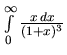 $\int\limits_{0}^{\infty} \frac{x\,dx}{(1+x)^3}$