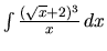 $\int \frac{(\sqrt{x}+2)^3}{x}\,dx$