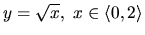 $y = \sqrt{x},\ x \in \langle 0,2 \rangle$