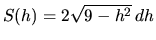 $S(h) = 2\sqrt{9-h^2}\,dh$