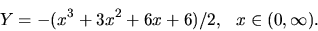 \begin{displaymath}Y =-(x^3+3x^2+6x+6)/2,\ \ x \in (0,\infty).\end{displaymath}