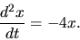 \begin{displaymath}\frac{d^2x}{dt} =-4x.\end{displaymath}