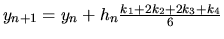 $y_{n+1} = y_n +h_n\frac{k_1+2k_2+2k_3+k_4}{6}$