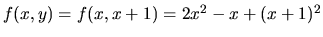 $f(x,y)=f(x,x+1)=2x^2-x+(x+1)^2$