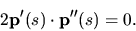 \begin{displaymath}2{\bf p'}(s) \cdot {\bf p''}(s)=0.\end{displaymath}