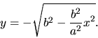 \begin{displaymath}y=-\sqrt {b^2-\displaystyle \frac{b^2}{a^2}x^2}.\end{displaymath}