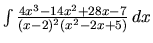 $\int \frac{4x^3-14x^2+28x-7}{(x-2)^2(x^2-2x+5)}\,dx$