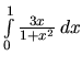 $\int\limits_{0}^{1} \frac{3x}{1+x^2}\,dx$