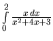 $\int\limits_{0}^{2} \frac{x\,dx}{x^2+4x+3}$