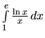$\int\limits_{1}^{e} \frac{\ln x}{x}\,dx$