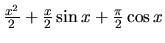 $\frac{x^2}{2} + \frac{x}{2} \sin x + \frac{\pi}{2} \cos x$