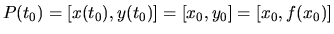 $P(t_0) =
[x(t_0),y(t_0)] = [x_0,y_0] = [x_0,f(x_0)]$